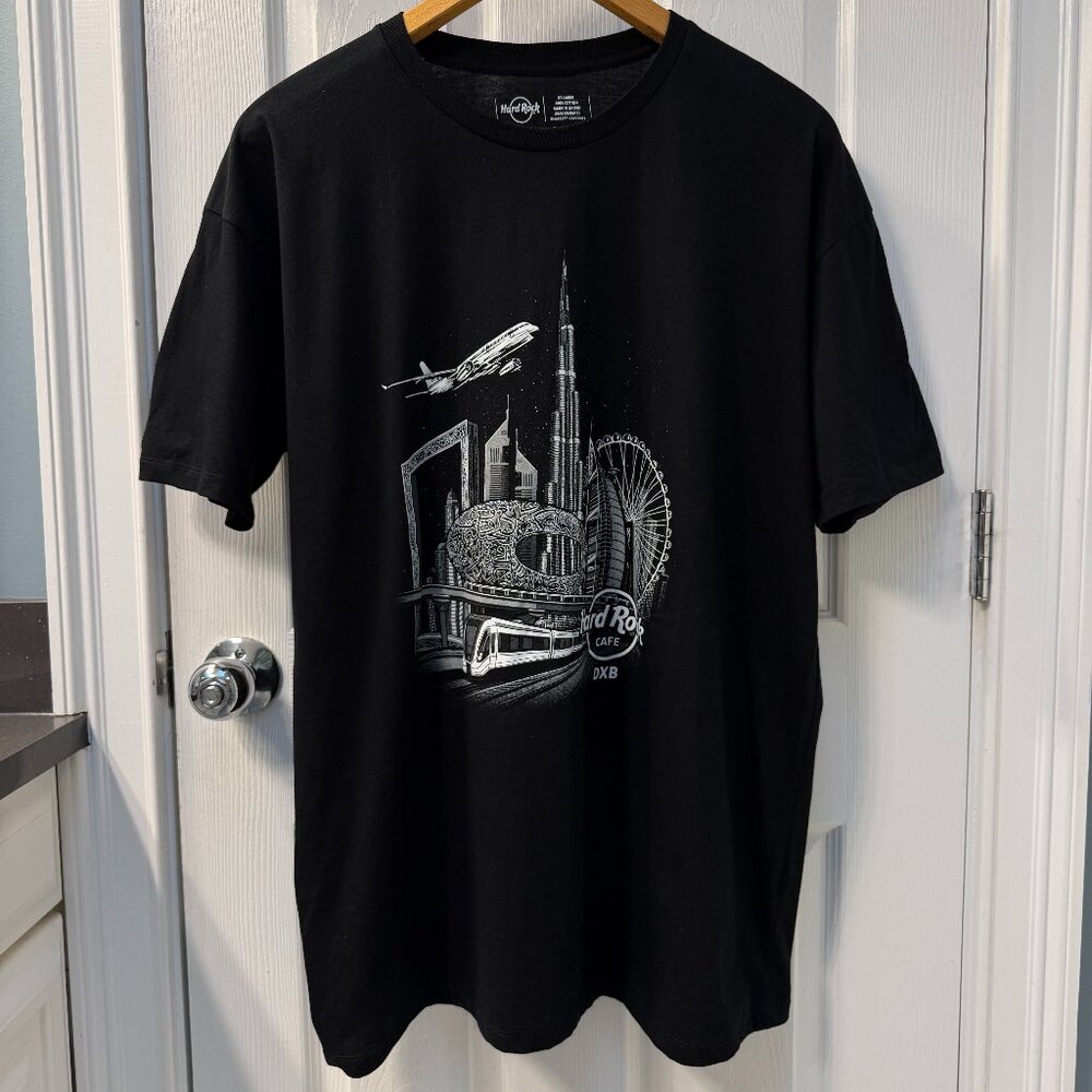 Hard Rock Cafe Dubai Skyline Graphic DXB T-Shirt Jet Black Size XXL